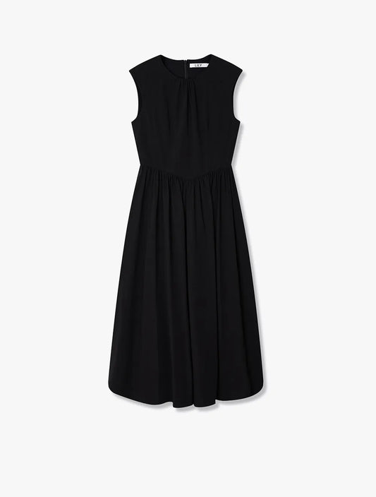 LILY - Waist Cinching Black Dress Dress