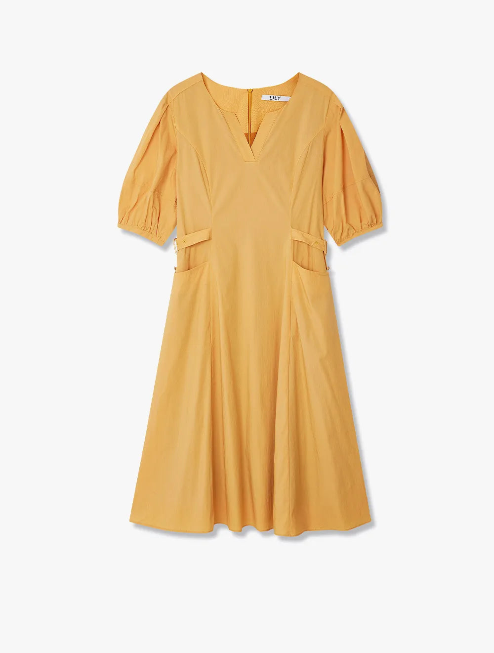 LILY - Fashion Simple V-Neck Bubble Sleeve Mid-Length Dress