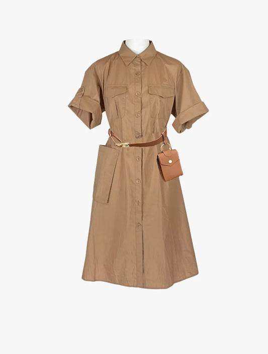 LILY - Retro Maillard Elegant Shirt Dress