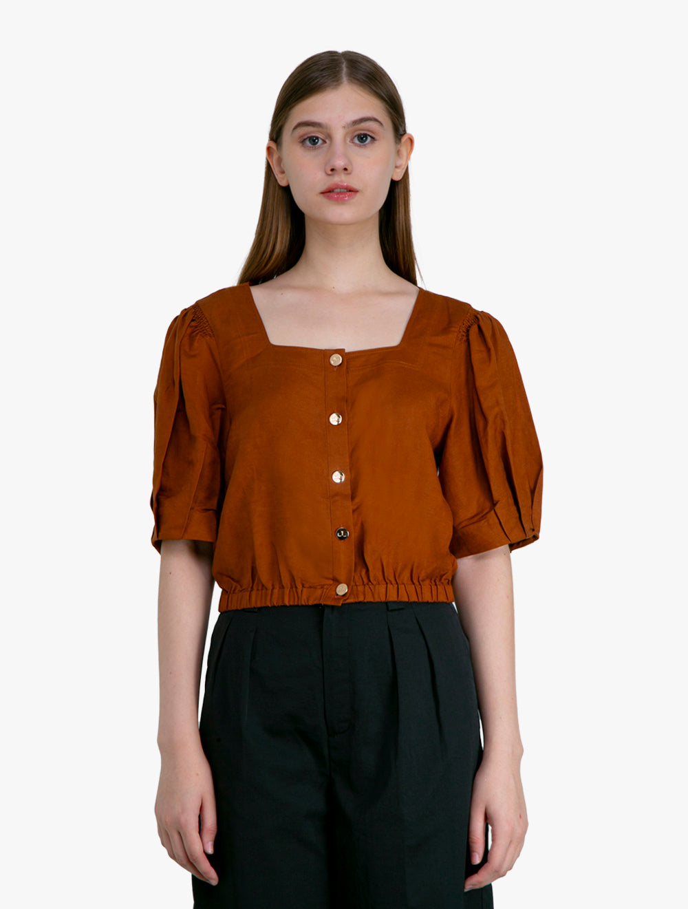 LILY - Breathable Linen Square Neck Short Shirt