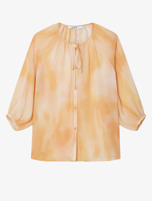 LILY - Dyed Printed Ribbon Design Commuting Shirt