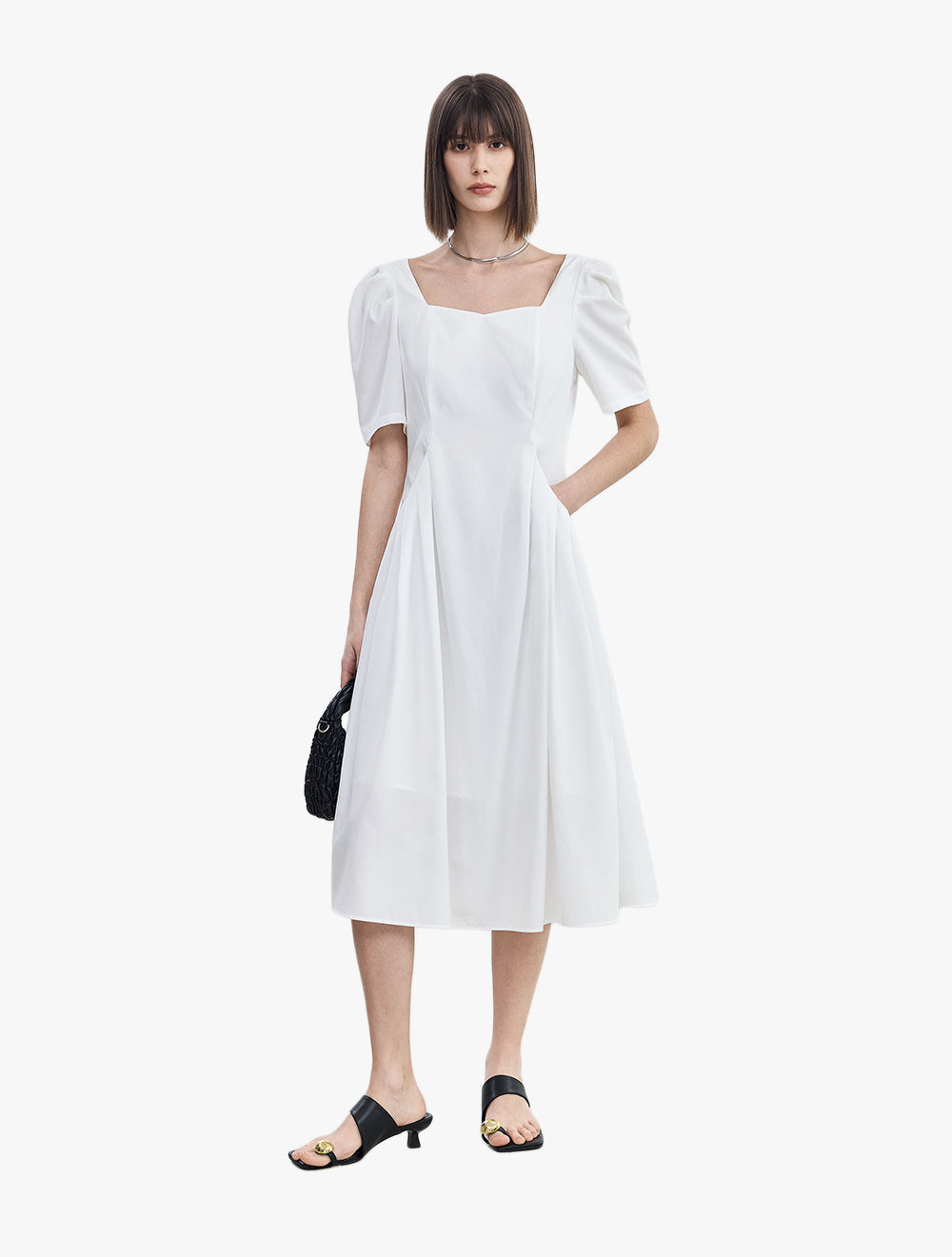 LILY - French Elegant Square Collar Waist Dress