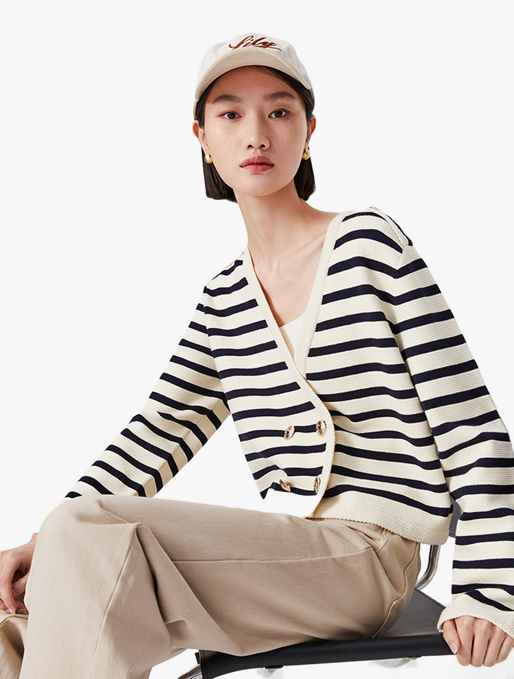 LILY - Striped Knitted Cardigan