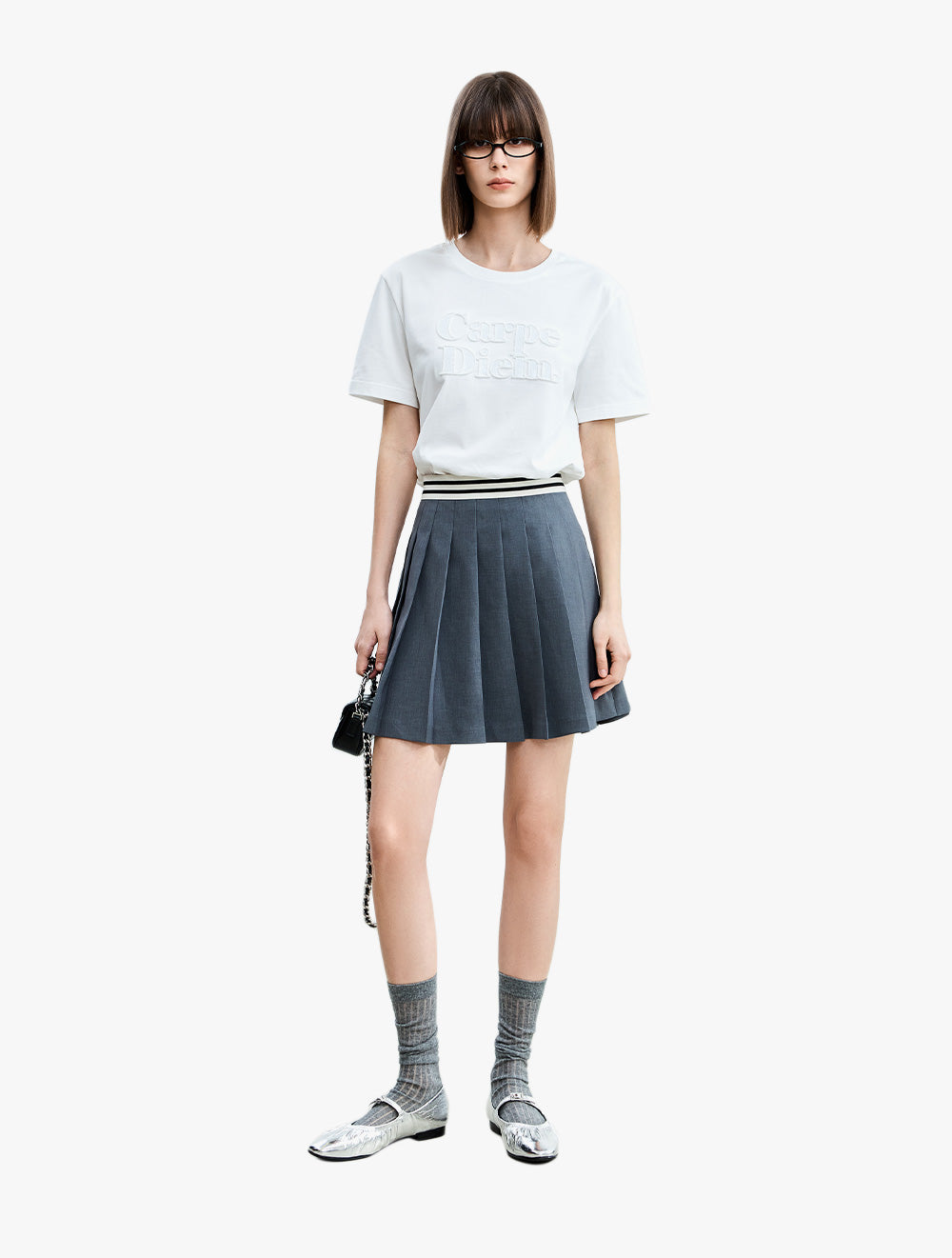 LILY - Grey Simple And Fashionable Versatile Short Pleated Skirt