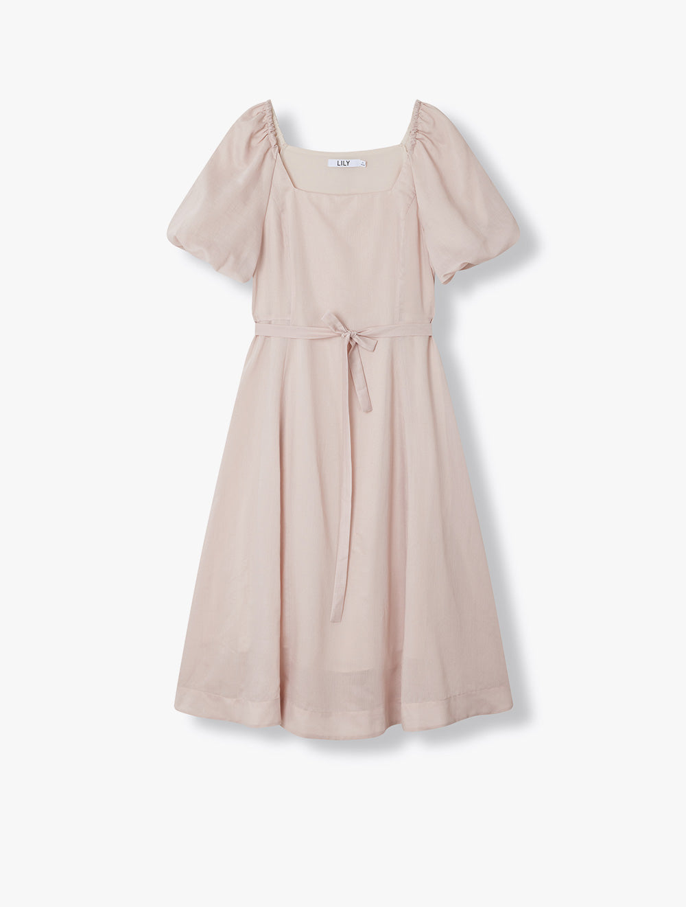 LILY - Square Neck Elegant Temperament Lady Soft Pink Dress