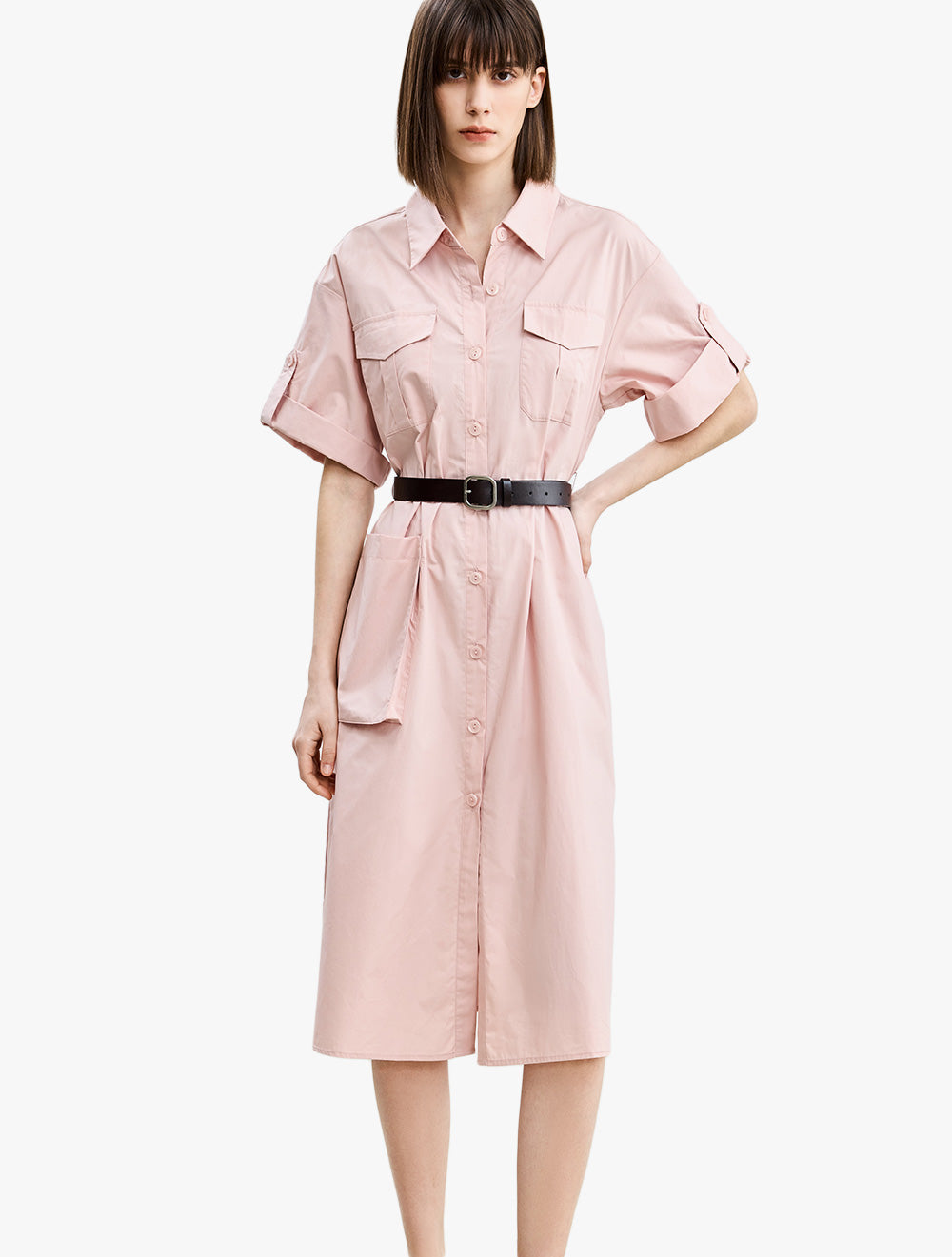 LILY - Fashion Polo Collar Artistic Style Shirt Dress