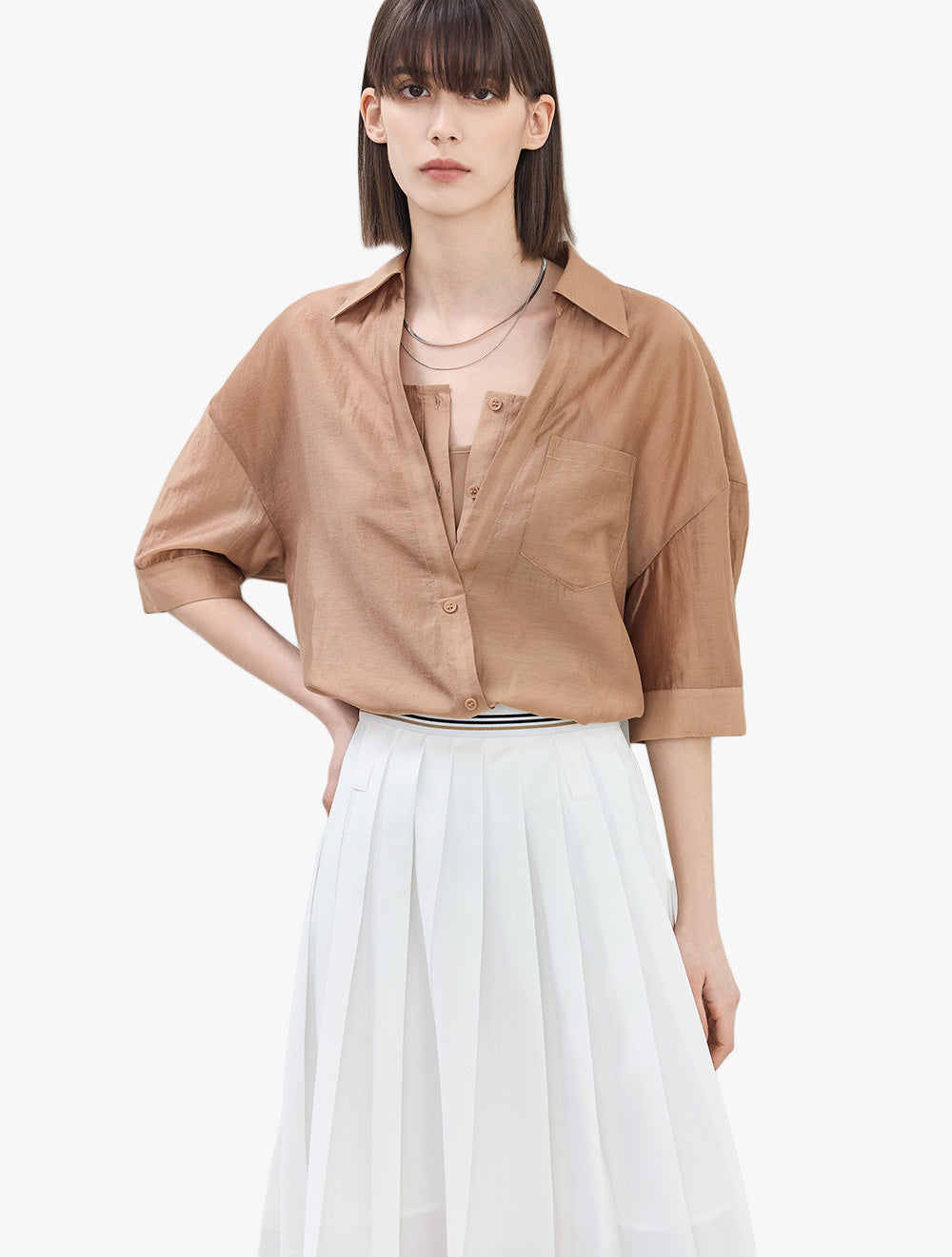 LILY - Breathable Glossy Short Sleeved Shirt