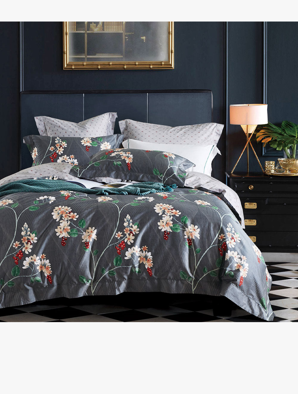 TUFT & QUILT BLOOMING BERRIES FITTED SHEET SET 160 CM X 200 CM